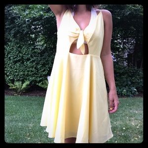 Yellow Cut-Out Self-Tie Sun Dress